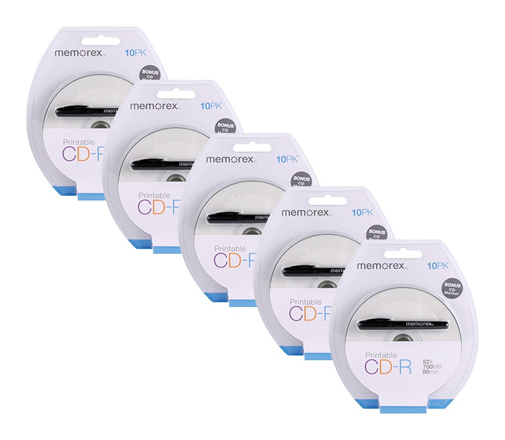 Amazon.com: Memorex Blank Cd CD-R 52X 10-Pack with Bonus Marker